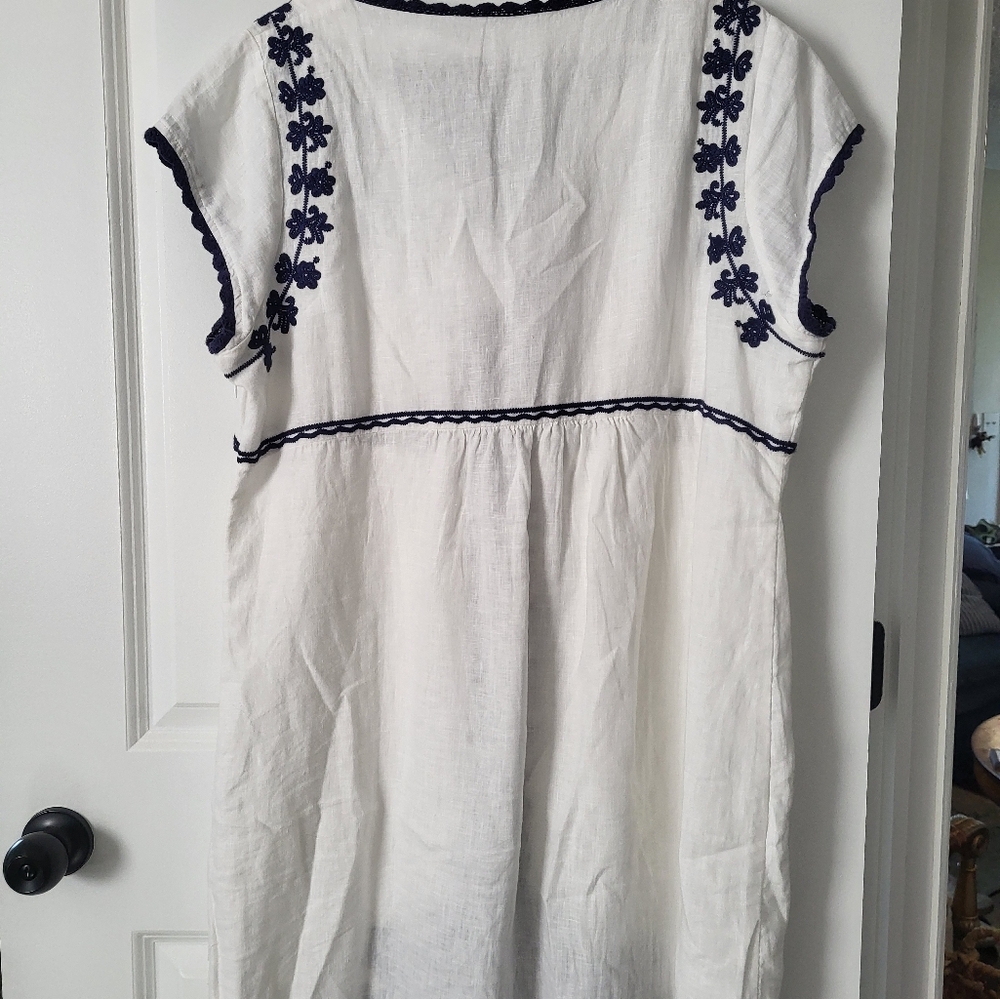 Boden Lien Embroidered White and Blue Dress - Picture 2 of 3
